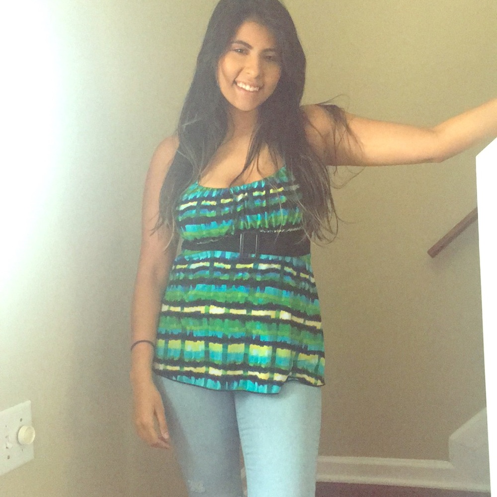 Blue green wash shirt